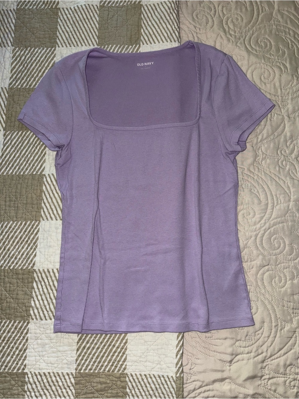 Old Navy Short Sleeve Square Neck Tee in Lavender and Teal - Picture 3 of 4
